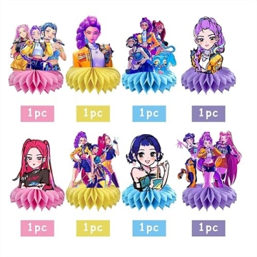 8Pcs Demon Movie Hunters Honeycomb Table Centerpiece for Kid's Birthday Party