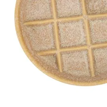 Ceramic Slow Feeder Cat Bowls 6 Inch Shallow Whisker Friendly Cat Food Bowls Grid Cat Dishes Pet Plate for Cat and Puppy, Dishwasher Safe (Khaki)