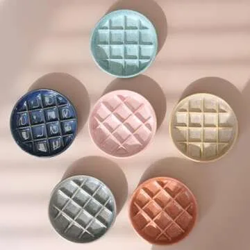 Ceramic Slow Feeder Cat Bowls 6 Inch Shallow Whisker Friendly Cat Food Bowls Grid Cat Dishes Pet Plate for Cat and Puppy, Dishwasher Safe (Khaki)