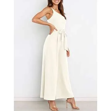 Chic ANRABESS Women Summer Dressy Jumpsuit - One Shoulder Trendy Style