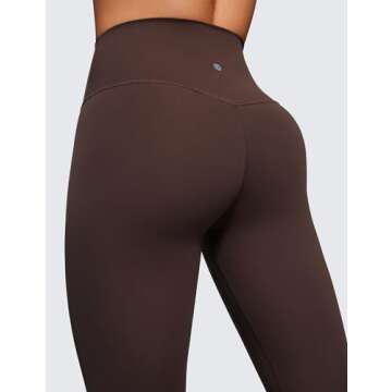 CRZ YOGA Womens Butterluxe High Waisted Yoga Leggings 25" - Double Seamed Buttery Soft Comfy Athletic Gym Workout Pants Hot Fudge Brown Small