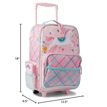Stephen Joseph Kids' Classic Rolling Luggage, Pink Unicorn, One Size