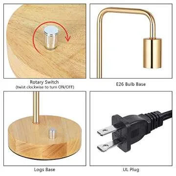 BTY Industrial Desk Lamp, Gold Vintage Nightstand Table Lamp Bedside Table Lamp for Reading Stylish Desk Lamp for Living Room, Bedroom, Office