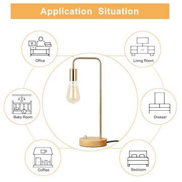 BTY Industrial Desk Lamp, Gold Vintage Nightstand Table Lamp Bedside Table Lamp for Reading Stylish Desk Lamp for Living Room, Bedroom, Office