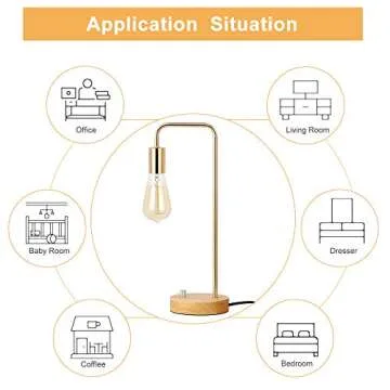 BTY Industrial Desk Lamp, Gold Vintage Nightstand Table Lamp Bedside Table Lamp for Reading Stylish Desk Lamp for Living Room, Bedroom, Office