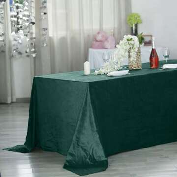 Efavormart Premium Velvet Hunter Emerald Green 90" x 156" Rectangle Tablecloth for Wedding Party Eve...