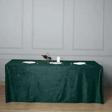 Efavormart Premium Velvet Hunter Emerald Green 90" x 156" Rectangle Tablecloth for Wedding Party Events