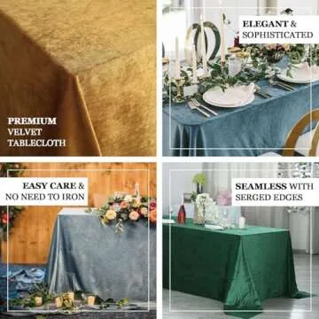 Efavormart Premium Velvet Hunter Emerald Green 90" x 156" Rectangle Tablecloth for Wedding Party Events