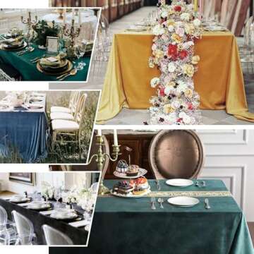 Efavormart Premium Velvet Hunter Emerald Green 90" x 156" Rectangle Tablecloth for Wedding Party Events