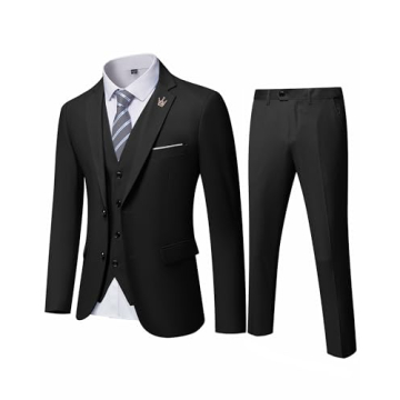 MY'S Men's 3 Piece Slim Fit Suit Set for Formal Events