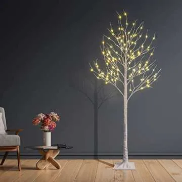 Lighted Birch Tree 8FT 132 LED Artificial Tree for Decoration Inside and Outside, Home Patio Wedding Festival Christmas Decor, Warm White