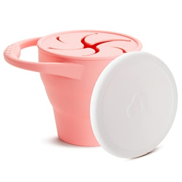 Munchkin C’est Silicone! Snack Catcher Toddler Snack Cup with Lid, Coral