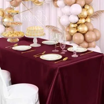 Horbaunal Burgundy Satin Tablecloth for Elegant Events