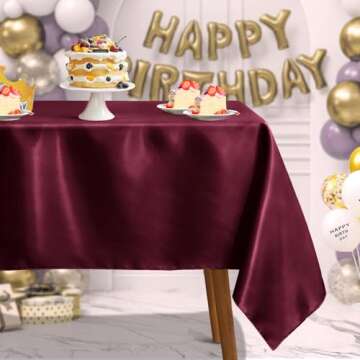 Horbaunal Burgundy Satin Tablecloth for Elegant Events