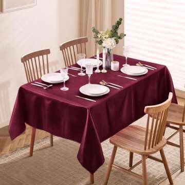 Horbaunal Burgundy Satin Tablecloth for Elegant Events