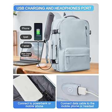 VGCUB Large Travel Backpack Bag for Women Men,Carry on Backpack,17 Inch Laptop Business Work Waterproof Backpack with Laptop Compartment,Person Item Flight Approved,Mochila de Viaje,Blue Large