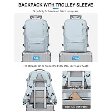 VGCUB Large Travel Backpack Bag for Women Men,Carry on Backpack,17 Inch Laptop Business Work Waterproof Backpack with Laptop Compartment,Person Item Flight Approved,Mochila de Viaje,Blue Large