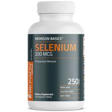 Bronson Selenium 200 mcg Immune & Antioxidant Support Essential Mineral, 250 Vegetarian Tablets