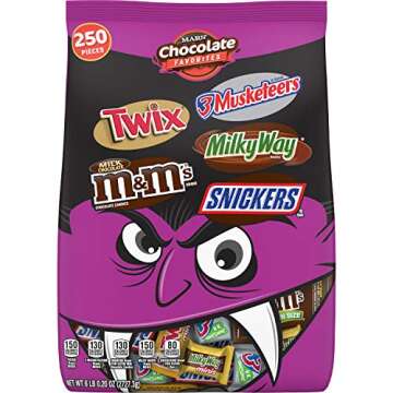 SNICKERS, TWIX, MILKY WAY, 3 MUSKETEERS & Milk Chocolate M&M'S Halloween Candy Bars Variety Mix 96.2...
