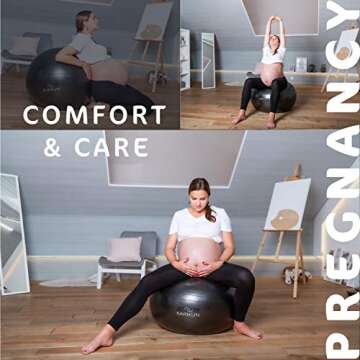 KARIKUN Exercise Ball, 65cm Yoga Ball, Medicine Ball Chair for Fitness - Stability Balance Pilates Core & Workout with Quick Pump - Upgraded Anti Burst Slip Resistance - Home Gym Office Chair