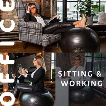KARIKUN Exercise Ball, 65cm Yoga Ball, Medicine Ball Chair for Fitness - Stability Balance Pilates Core & Workout with Quick Pump - Upgraded Anti Burst Slip Resistance - Home Gym Office Chair