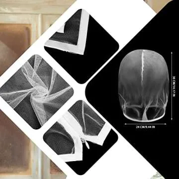 6 Pcs Makeup Protector Hood Washable Light Airy Nylon Chiffon Makeup Hood Zipper Closure Reusable Make up Face Cover for Women Girls Beauty Weddings (White)