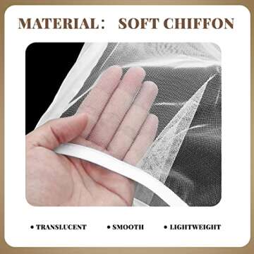 6 Pcs Makeup Protector Hood Washable Light Airy Nylon Chiffon Makeup Hood Zipper Closure Reusable Make up Face Cover for Women Girls Beauty Weddings (White)