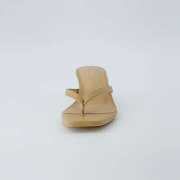 CUSHIONAIRE Women's Miami Kitten heel thong sandals +Memory Foam, Wide Widths Available, Smooth Tan 9