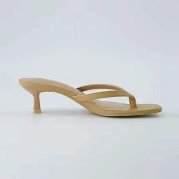 CUSHIONAIRE Women's Miami Kitten heel thong sandals +Memory Foam, Wide Widths Available, Smooth Tan 9