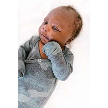 Copper Pearl Baby Gown - Knotted Newborn Sleepers for Baby Boy and Girl, Soft Stretchy Long Sleeve Infant Gowns with Bottom Tie and Hand Mittens, Perfect Hospital Coming Home Outfit (Hunter)