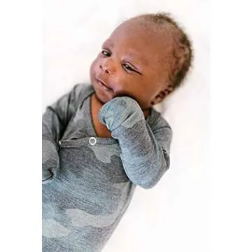 Copper Pearl Baby Gown - Knotted Newborn Sleepers for Baby Boy and Girl, Soft Stretchy Long Sleeve Infant Gowns with Bottom Tie and Hand Mittens, Perfect Hospital Coming Home Outfit (Hunter)