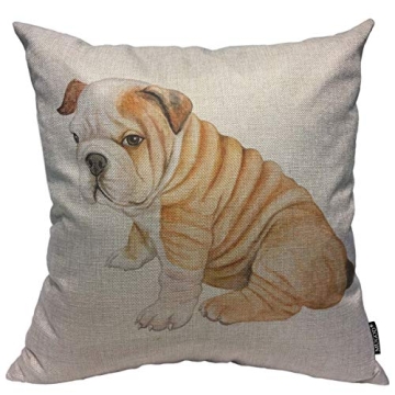 Mugod Cute Dog Throw Pillow Cover Puppy English Bulldog Isolated on White Background Decorative Squa...