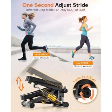 VitalLeap Steppers for Exercise at Home, Adjustable Pedal Height Stair Steppers with Resistance Band...