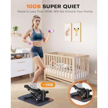 VitalLeap Steppers for Exercise at Home, Adjustable Pedal Height Stair Steppers with Resistance Bands for Home Fitness, Mini Steppers with 330LBS Loading Capacity, Exercise Equipment with Stepper Mat