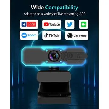 NBPOWER 1080P 60FPS Streaming Camera Webcam with Microphone and Fill RGB Light,Autofocus,Work with Laptop/Desktop Computer/Winsdows/Mac OS/PC Computer for Camera