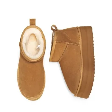 Stylish DREAM PAIRS FuzzyClassic Platform Mini Boots