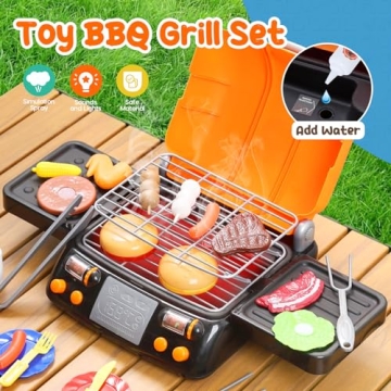 Cute Stone BBQ Set - Kids Grill Playset with Lights and Sounds