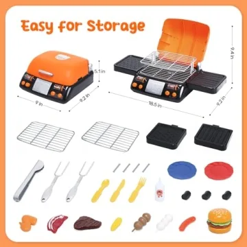 Cute Stone BBQ Set - Kids Grill Playset with Lights and Sounds