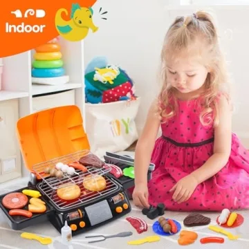 Cute Stone BBQ Set - Kids Grill Playset with Lights and Sounds