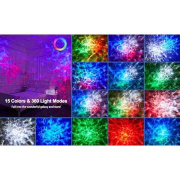 One Fire Upgrade Star Projector Galaxy Light,15 Colors Night Light Projector Lights,Bluetooth&15 Whi...