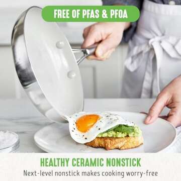 GreenLife Tri-Ply Stainless Steel Healthy Ceramic Nonstick, 10 Piece Cookware Pots and Pans Set, PFA...
