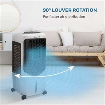 Honeywell 200 CFM Indoor Portable Evaporative Air Cooler with Fan and Humidifier for Living Room, Ba...