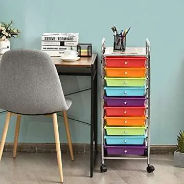 Giantex 10 Drawer Rolling Storage Cart - Multi-Functional Organizer for Home & Office