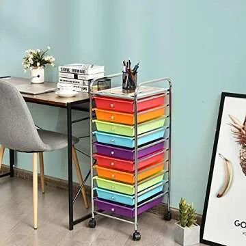 Giantex 10 Drawer Rolling Storage Cart for Organizing