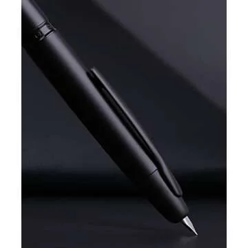 erofa Majohn A1 Press Fountain Pen with Box, Retractable Extra Fine Nib Metal Matte Black Ink Pen with Converter for Writing