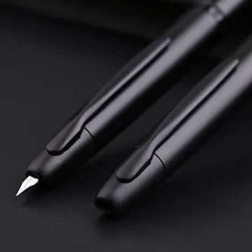erofa Majohn A1 Press Fountain Pen with Box, Retractable Extra Fine Nib Metal Matte Black Ink Pen with Converter for Writing
