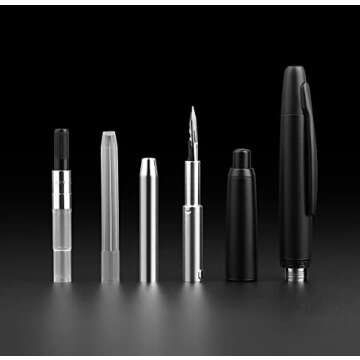 erofa Majohn A1 Press Fountain Pen with Box, Retractable Extra Fine Nib Metal Matte Black Ink Pen with Converter for Writing
