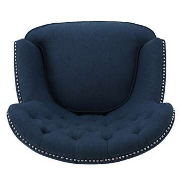 Grands Tufted Fabric Club Chair, Contemporary Lounge Accent Chair, Dark Blue