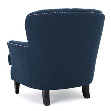 Grands Tufted Fabric Club Chair, Contemporary Lounge Accent Chair, Dark Blue