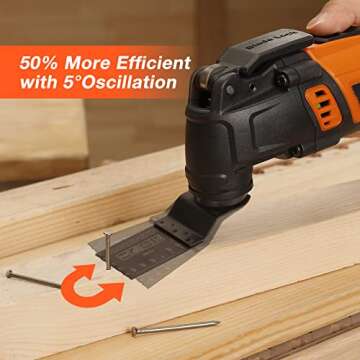 JORGENSEN Oscillating Tool 5°Oscillation Angle, 4 Amp Multitool with 16 Blades & Bag - 70800